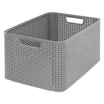 Caixa de arrumação CURVER Style L 43,6 x 32,6 x 23 cm cinzento-claro efeito rattan 33L