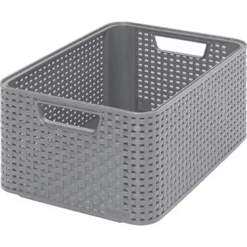 Caixa de arrumação CURVER Style M 38,6x28,7x17 cm cinzento-claro efeito rattan 17L