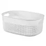 CURVER Filo M 12L Cesto de armazenamento retangular com pegas, efeito de rattan entrançado, branco, 38x28,5x15 cm