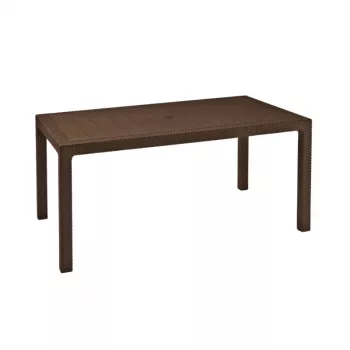 Keter Melody Mesa de jardim retangular castanha resina protegida contra UV lugares para 6-8 montagem sem ferramentas