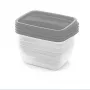 CURVER Vedo Conjunto de tigelas de comida para animais de estimação retangulares, 4 x 0,75L, transparente cinzento