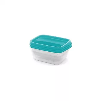 CURVER Vedo Conjunto de Recipientes Retangulares para Alimentos 3x1L Transparente Turquesa