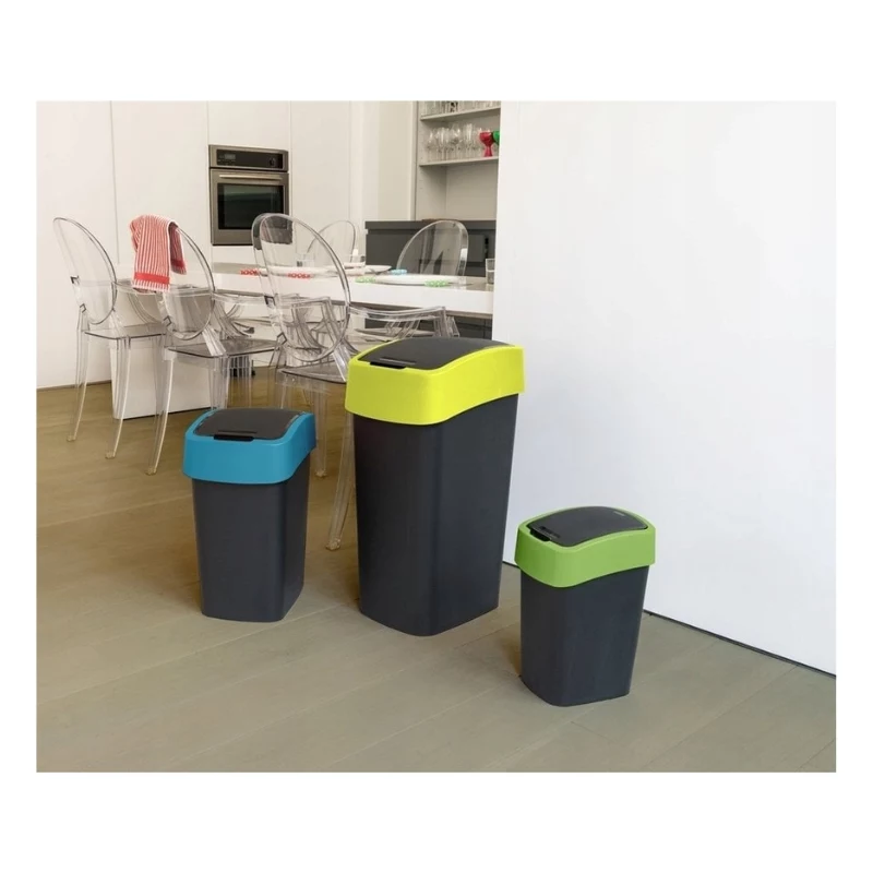 CURVER Flip Bin 9L Preto/Verde Balde do Lixo