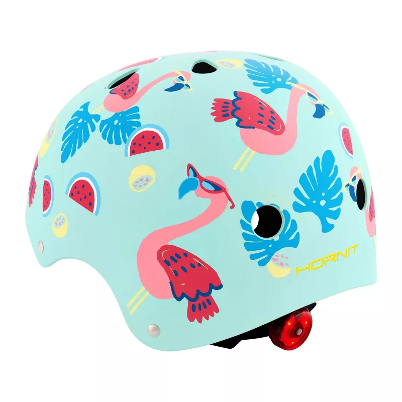 Hornit Flamingo Capacete de Bicicleta para Criança M (53-58cm) com Luz LED Traseira FLS931