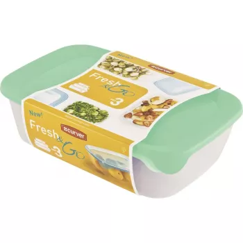 CURVER Fresh & Go conjunto de armazenamento retangular 3 peças (2L + 1L + 0,5L) verde