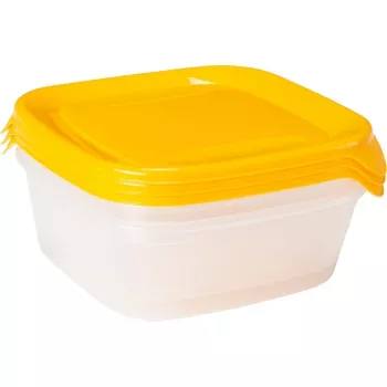 CURVER Fresh & Go conjunto de comedouros para animais de estimação com 3 peças, 0,8L cada, amarelo, tampas herméticas