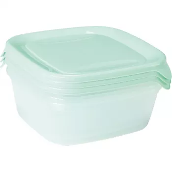 CURVER Fresh & Go conjunto de tigelas de armazenamento com 3 peças, 0,8 L cada, verde, herméticas, adequadas para micro-ondas e máquina de lavar loiça