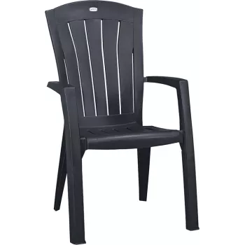KETER Santorini cadeira de jardim empilhável em alumínio cinzento textilene resistente aos UV e às intempéries 110 kg