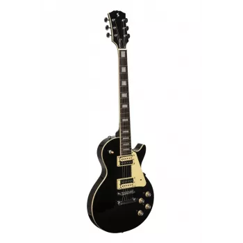 Stagg SEL-STD Black guitarra elétrica com corpo maciço de amieiro, braço set de mogno, escala de jacarandá, captadores HH, ponte Tune-o-matic