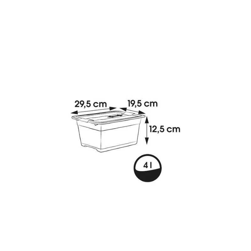keeeper Crystalbox Cornelia caixa de arrumação com tampa, 4 L, 29,5 x 19,5 x 12,5 cm, transparente