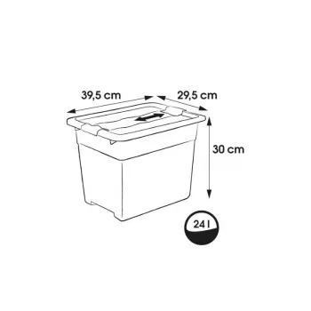 Caixa de armazenamento keeeper Crystalbox Cornelia com tampa, 24 L, transparente, 39,5 x 29,5 x 30 cm
