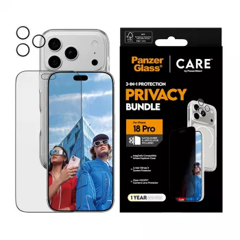 Pacote 3-em-1 PanzerGlass PG PGC Privacy Flagship para iPhone 18 Pro
