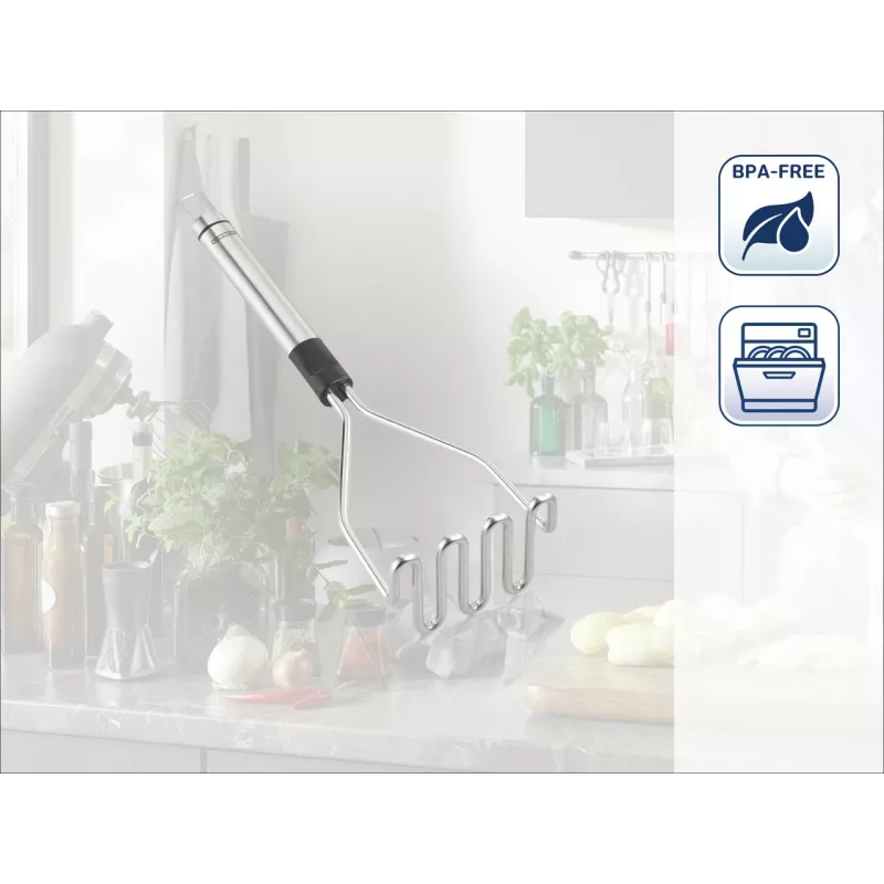 Esmagador de batatas LEIFHEIT ProLine 103032 – aço inoxidável 18/10, punho preto ergonómico, lavável na máquina de lavar louça, 285 mm