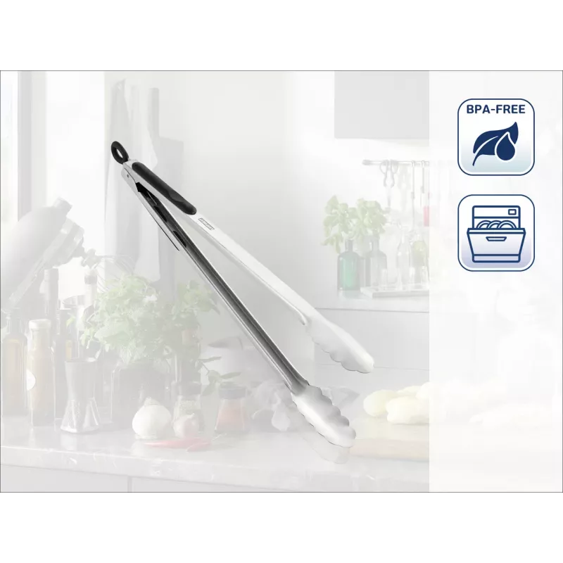 Pinça de cozinha e churrasco LEIFHEIT 41cm aço inoxidável com mecanismo de bloqueio