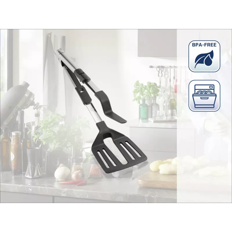 Espátula e raspador de massa 2-em-1 Leifheit ProLine, aço inoxidável, 30,5 cm
