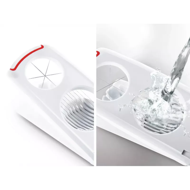 Cortador de ovos Combi LEIFHEIT – cortador de ovos e divisor de ovos em 8 partes 2-em-1, branco