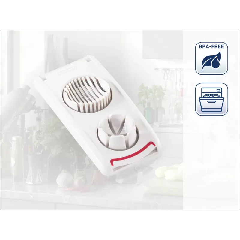 Cortador de ovos Combi LEIFHEIT – cortador de ovos e divisor de ovos em 8 partes 2-em-1, branco