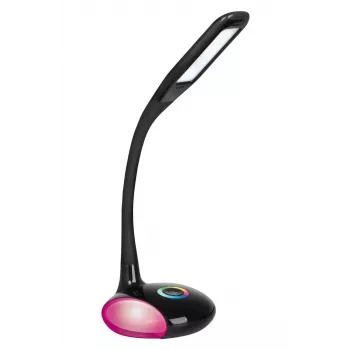 Candeeiro de secretária LED Activejet AJE-VENUS RGB preto com base RGB, luz principal 7W, base RGB 3W, 400lm, 3000K/4500K/6000K, controlo tátil, braço flexível