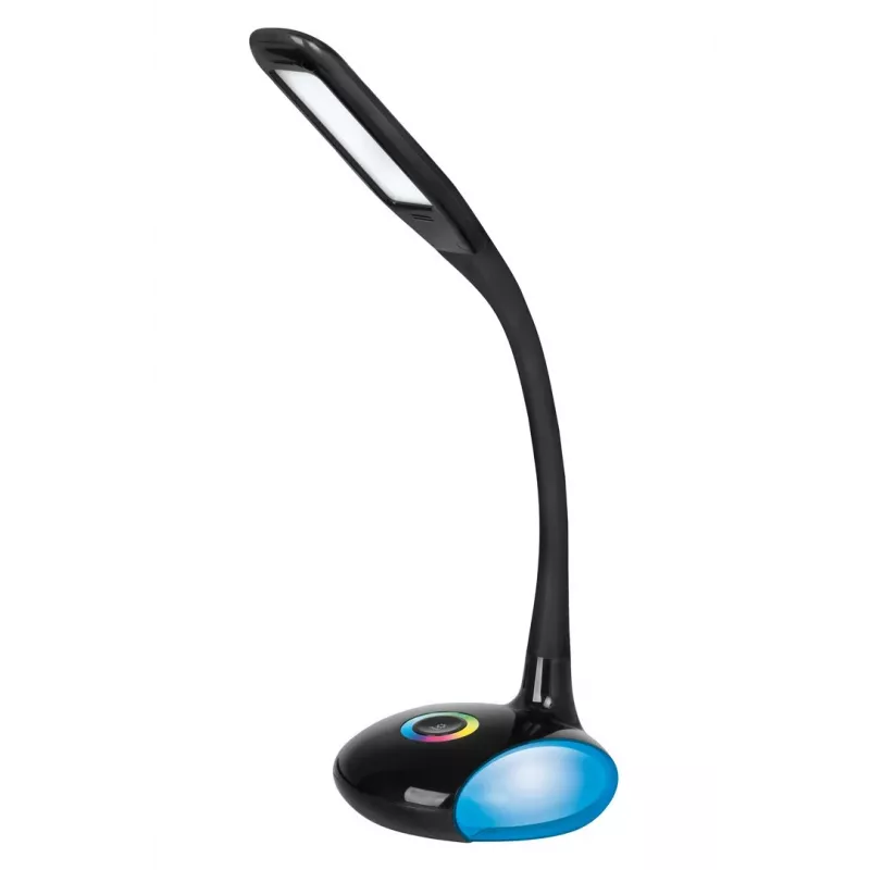Candeeiro de secretária LED Activejet AJE-VENUS RGB preto com base RGB, luz principal 7W, base RGB 3W, 400lm, 3000K/4500K/6000K, controlo tátil, braço flexível