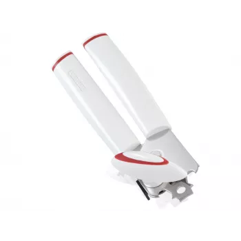 Abre-latas LEIFHEIT Lifty manual Top-Cut com punho ergonómico, lâmina de aço inoxidável, branco/cinzento