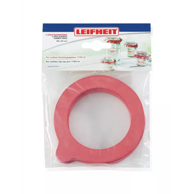 Anéis de borracha de substituição LEIFHEIT 6 unid. 68x94 mm para frascos à prova de fugas 1140 ml