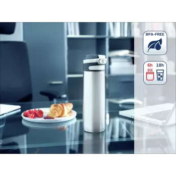 Caneca térmica LEIFHEIT Thermo Mug Flip 600 ml prateada
