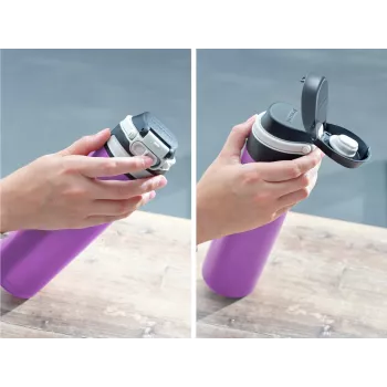 Garrafa térmica LEIFHEIT Thermos Flip 600 ml lilás em aço inoxidável com isolamento a vácuo