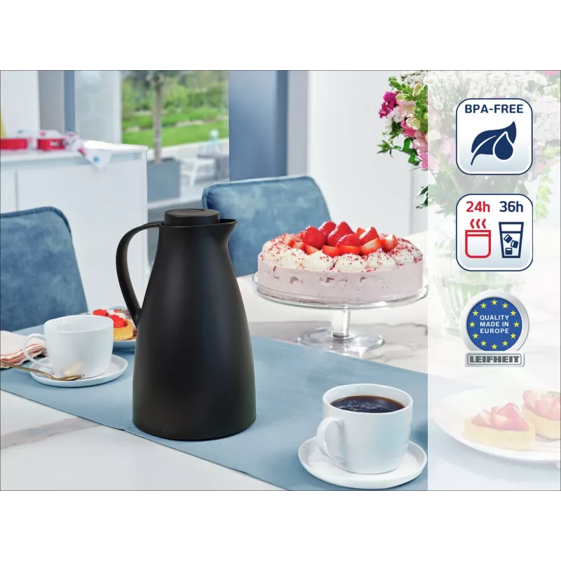 Garrafa térmica LEIFHEIT Thermos Harmonic preta 1L com isolamento a vácuo