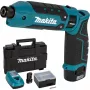 Chave de impacto angular a bateria Makita TD023DSE 7,2V Li-Ion com 2 baterias, carregador e mala de transporte