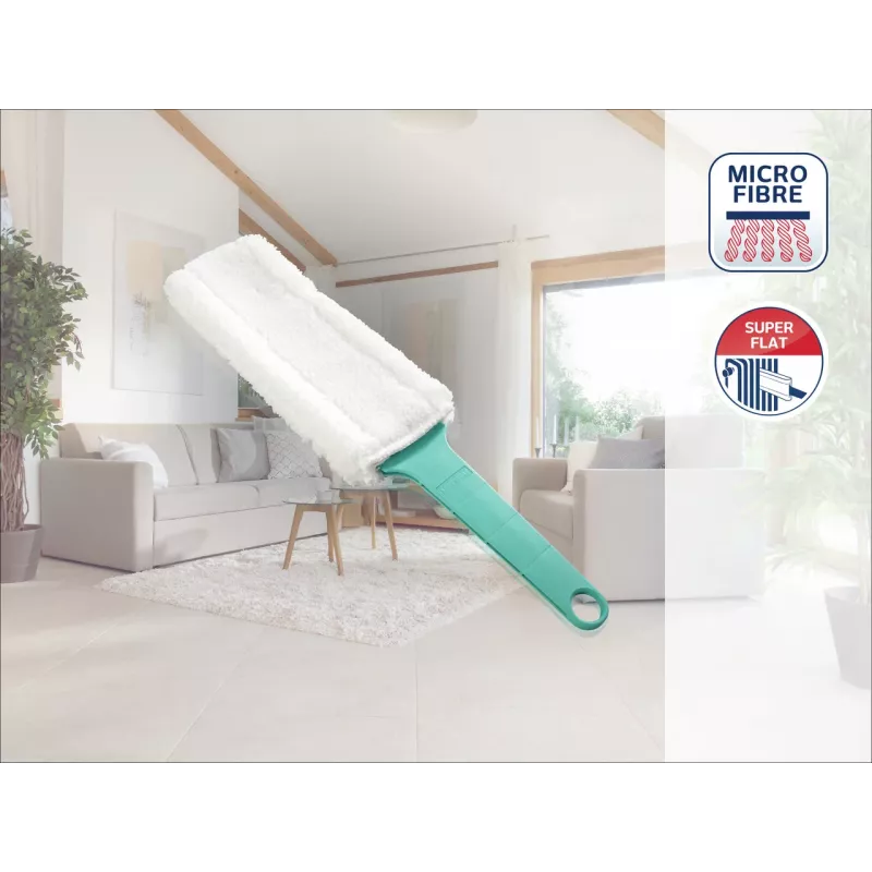 Espanador plano eletrostático LEIFHEIT Duster XL com cabeça flexível e sistema Click, azul/branco