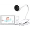 Intercomunicador de vídeo para bebé Chillax DM685 Wi-Fi/FHSS com unidade dos pais de 5 polegadas, câmara 1080p, função de rotação e inclinação, visão noturna, intercomunicador, sensor de temperatura, canções de embalar, branco