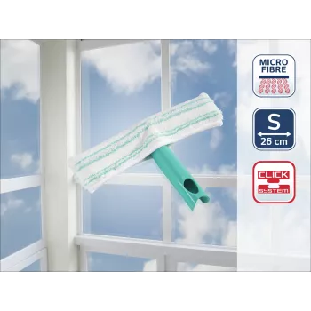 Rodo de janela LEIFHEIT M manual com sistema Click, rodo de borracha 28 cm, punho ergonómico antiderrapante, branco/verde