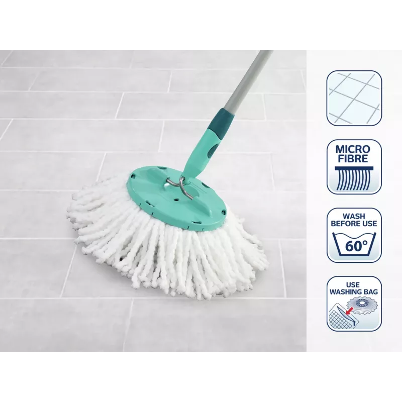Conjunto de substituição LEIFHEIT Clean Twist Disc Mop, 2 cabeças de esfregona de microfibra, branco