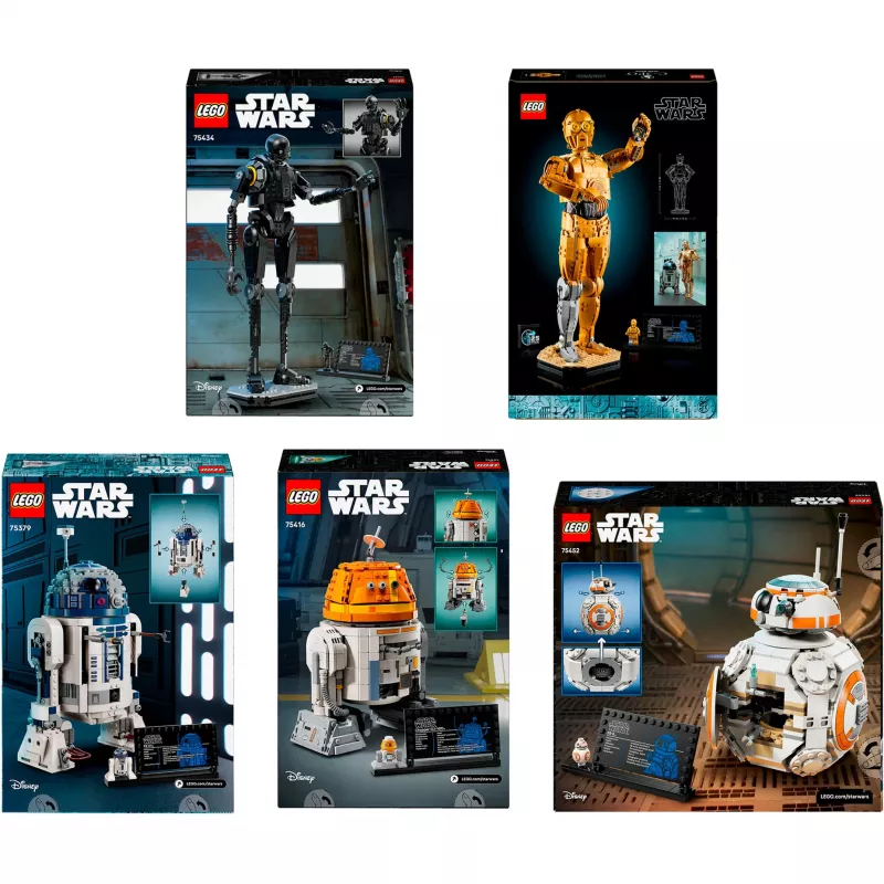 Conjunto LEGO Star Wars Droid (BB-8, R2-D2, BB-9E) droides robôs controlados por app