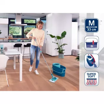 LEIFHEIT conjunto de limpeza de pavimentos Clean Twist M Ergo com Power Cleaner 1L, sistema Spin-Mop, verde/branco