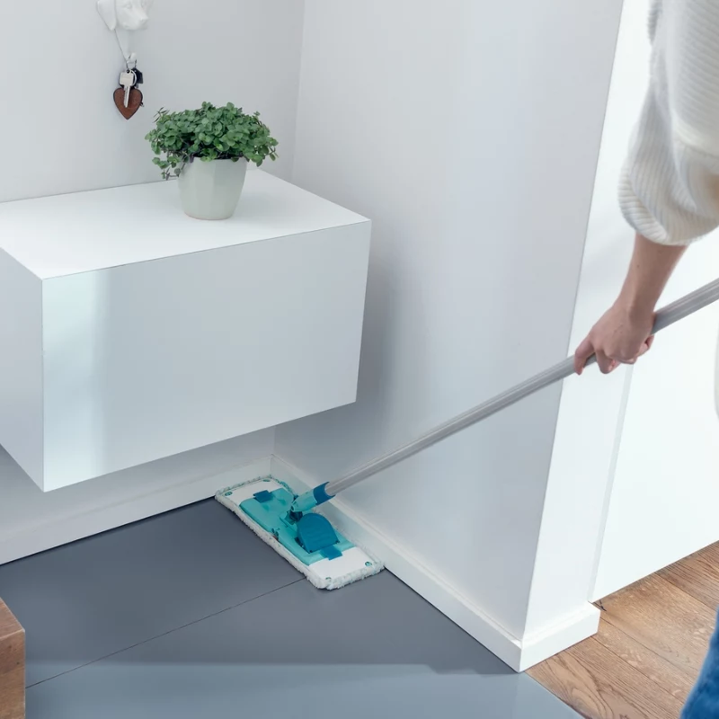 Esfregona plana LEIFHEIT POWER CLEAN M Micro Duo com cabo telescópico, 33 cm, verde/branco/cinzento