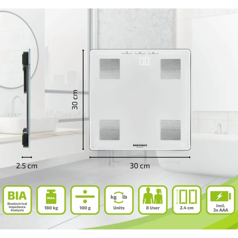 Balança de análise corporal SOEHNLE Shape Sense Connect Lite com Bluetooth e app