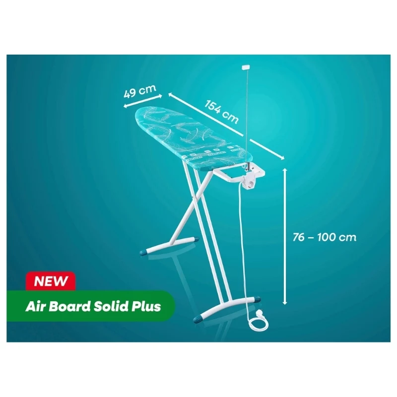 Tábua de passar a ferro LEIFHEIT Air Board M Solid Plus 120x38 cm com capa Thermo-Reflect