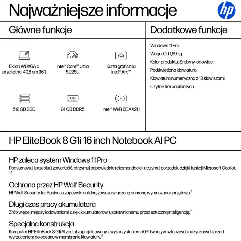 Portátil HP EliteBook 8 G1i 16