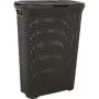 Cesto de roupa CURVER Style 40L com tampa de abrir, efeito rattan, cinzento-escuro