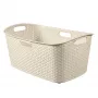 Cesto de roupa CURVER My Style 47L creme efeito rattan retangular com pegas