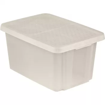Caixa de arrumação transparente CURVER Essentials 45L com tampa, 57 x 40 x 30 cm, empilhável, apta para alimentos