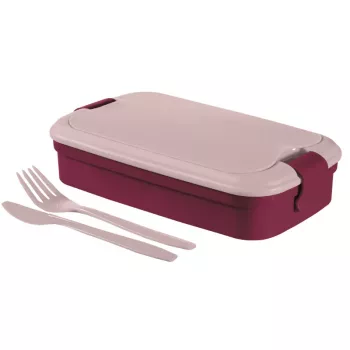 Marmita retangular CURVER Lunch&Go com talheres 1,4L lilás