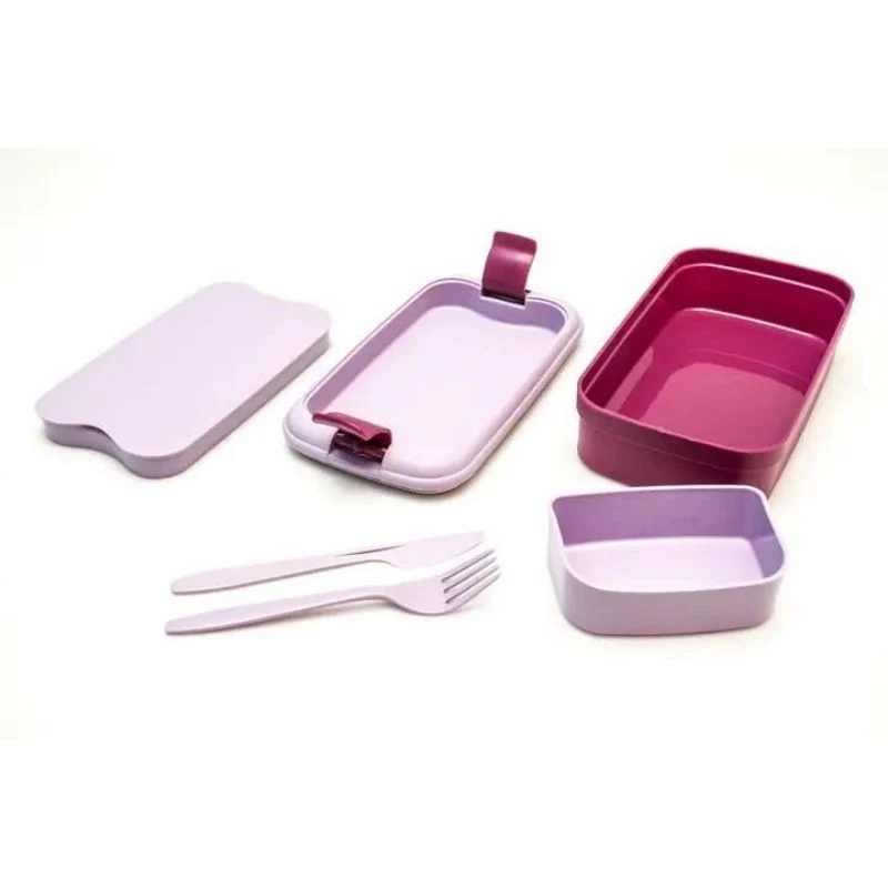 Marmita retangular CURVER Lunch&Go com talheres 1,4L lilás