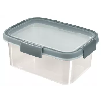 Caixa de armazenamento retangular CURVER Smart Eco Fresh 1,2L, transparente com tampa verde, 100% plástico reciclado