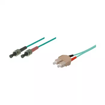 Cabo de patch de fibra ótica SC/ST Duplex OM3 Multimode, 50/125µm, LSZH, 2m, aqua