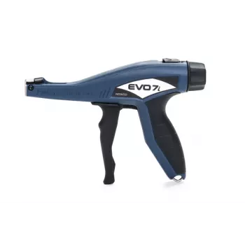 Ferramenta manual para abraçadeiras HellermannTyton EVO7i com caixa em plástico azul-preto (110-77001)