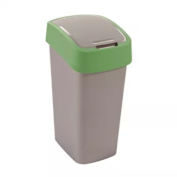 Balde de lixo CURVER Flip Bin 45L prateado/verde