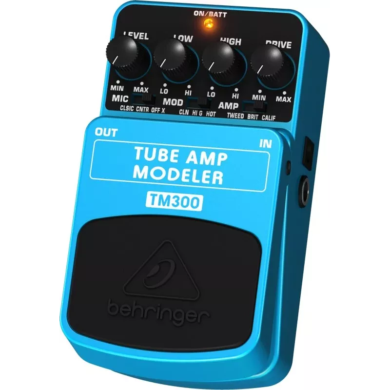 Pedal de efeitos modelador de amplificador de válvulas Behringer TM300 para guitarra elétrica, azul/preto