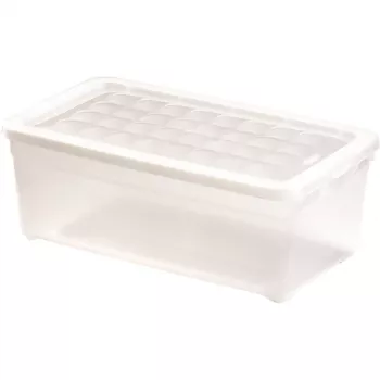 Caixa têxtil Curver 5,7L caixa de arrumação transparente com tampa, 34,3 x 19,5 x 12,5 cm